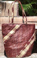 Cross Strip Patterned Bucket Bag
